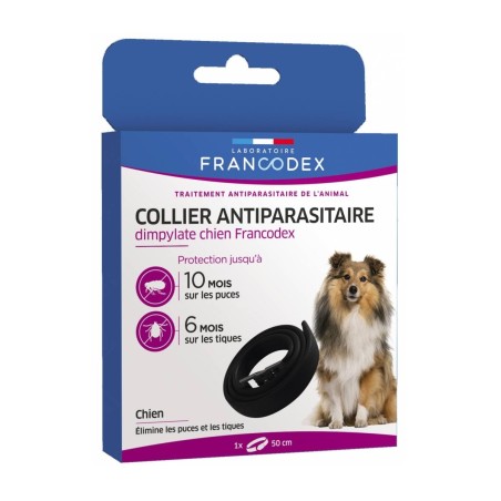 Collier antiparasitaire pour chien DIMPYLATE FRANCODEX couleur noire