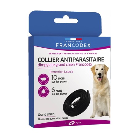 Collier antiparasitaire grand chien DIMPYLATE FRANCODEX coloris noir