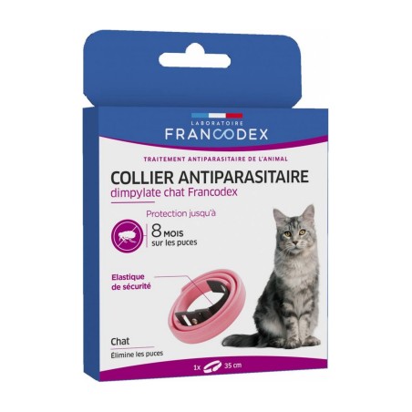 Collier antiparasitaire chat DIMPYLATE FRANCODEX coloris rose