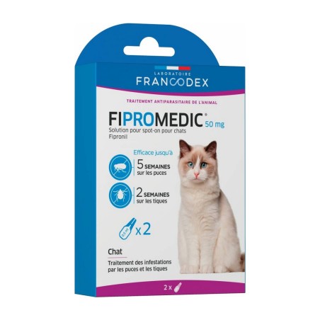 Pipettes FIPROMEDIC chat anti-puces et tiques FRANCODEX x 2 pipettes