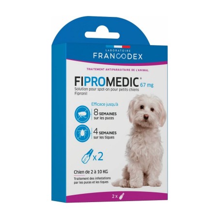 Pipettes FIPROMEDIC petit chien anti-puces et tiques FRANCODEX x 2 pipettes