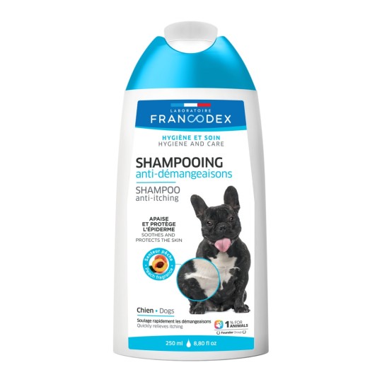 Boutique Shampooing et toilettage : Shampoing Anti-Démangeaisons pour chien FRANCODEX