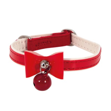 Collier papillon simili cuir avec grelot chat DOOGY FASHION coloris rouge